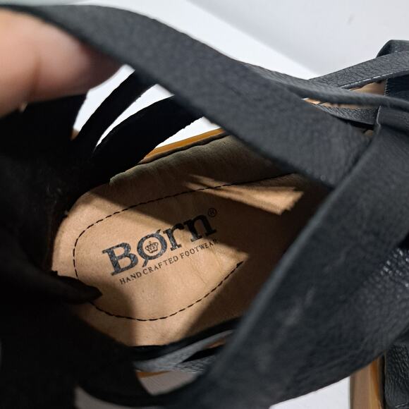 Born Iwa Woven Moto Boho Leather Sandal Rubber Soles Size 9 Black - Picture 10 of 11